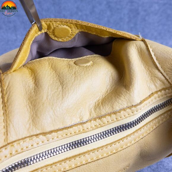 American Leather Co Hobo Bag Yellow Inner Outer Pockets Cottagecore Hippie - Picture 14 of 16